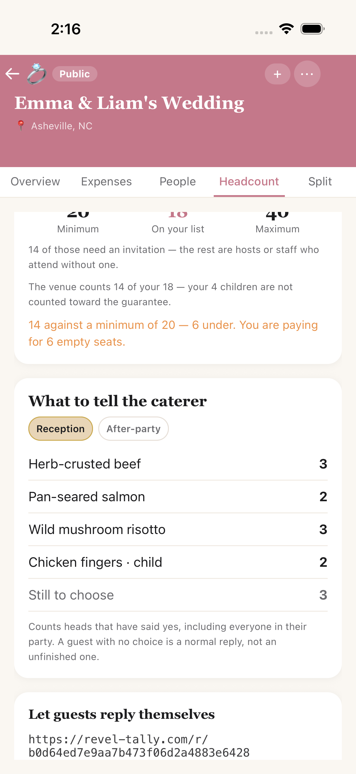 What to tell the caterer, per dish and per part