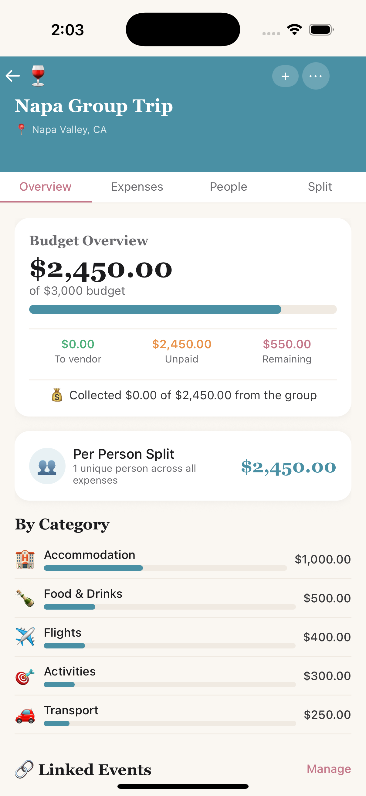 Group trip overview