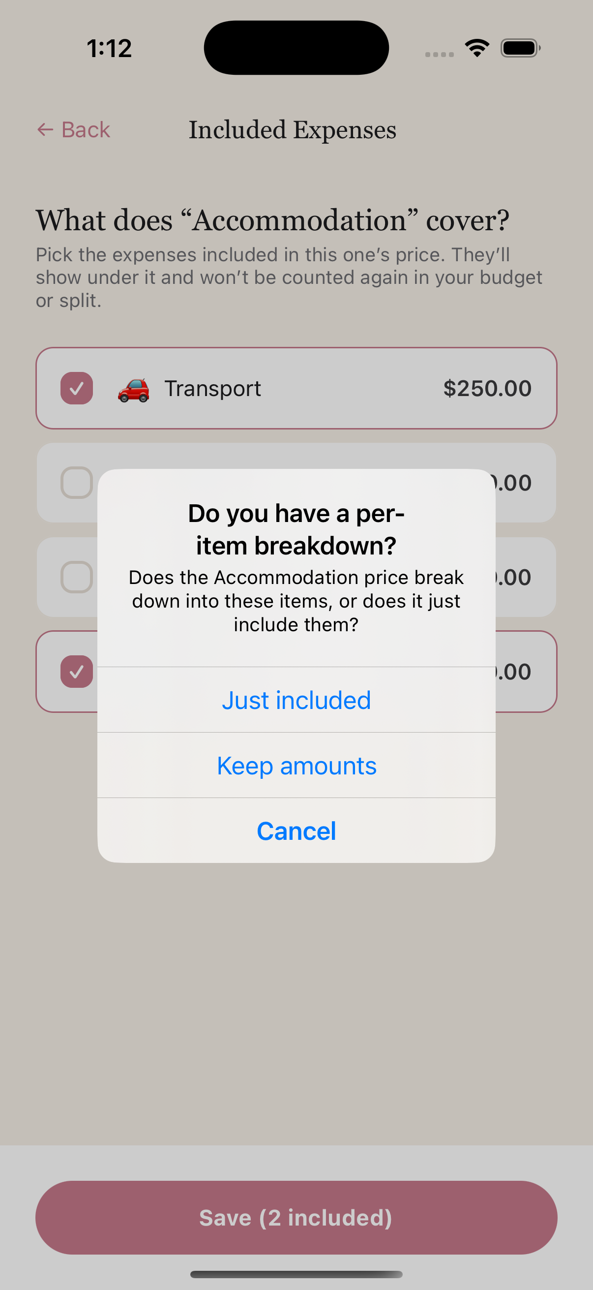 Per-item breakdown prompt