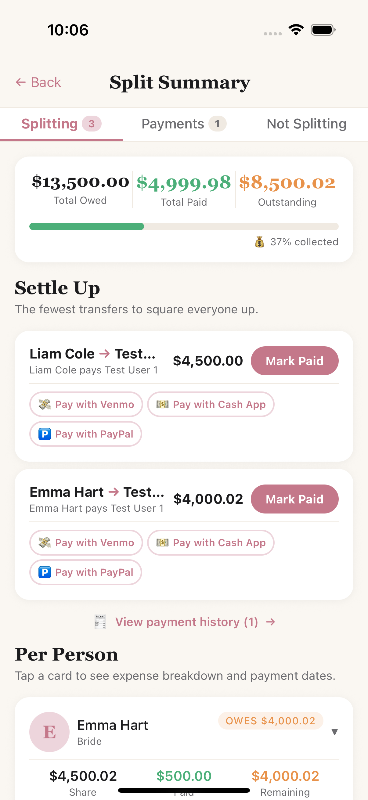 Settle Up with one-tap pay buttons